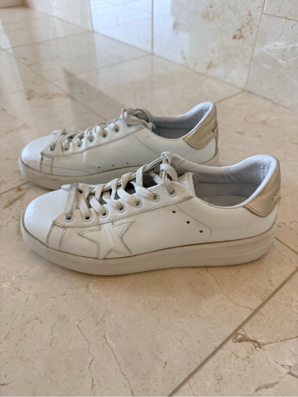 Golden Goose Pure Star White Leather Sneakers